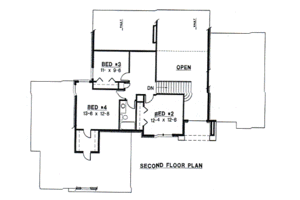 Floor Plan - Upper Floor for European House Plan #67-224 - 4 bed, 3 bath