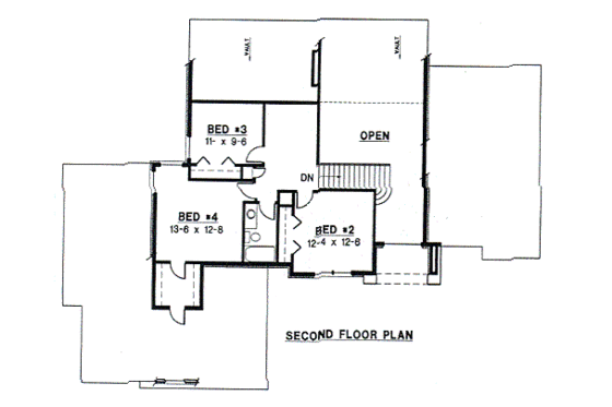 Floor Plan - Upper Floor for European House Plan #67-224 - 4 bed, 3 bath
