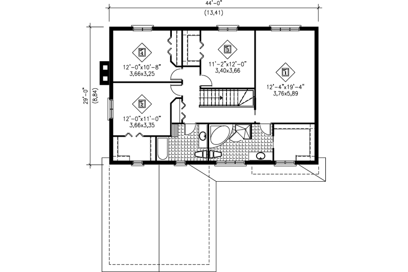 Dream House Plan - Floor Plan - Upper Floor for Traditional House Plan #25-2086 - 4 bed, 2.5 bath