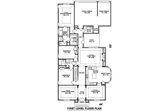 Floor Plan - Main Floor for European House Plan #81-1274 - 4 bed, 3 bath