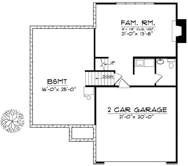 House Design - Traditional Floor Plan - Lower Floor Plan #70-598
