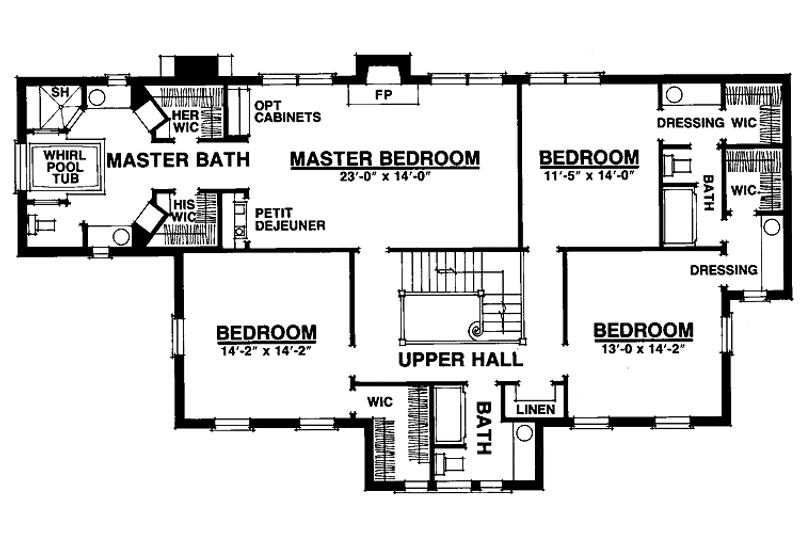Architectural House Design - Floor Plan - Upper Floor for Classical House Plan #1016-34 - 4 bed, 3 bath