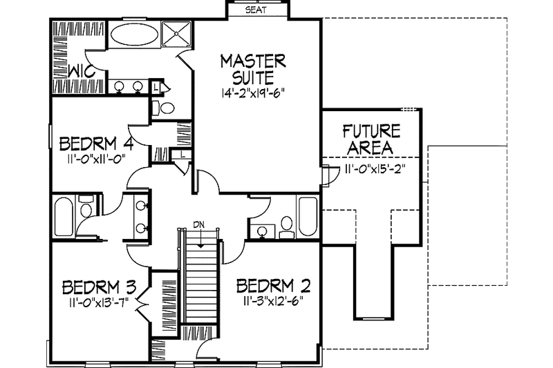 Home Plan - Floor Plan - Upper Floor for Colonial House Plan #320-928 - 4 bed, 3.5 bath