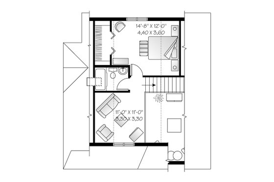Floor Plan - Upper Floor for Cottage House Plan #23-824 - 3 bed, 2 bath