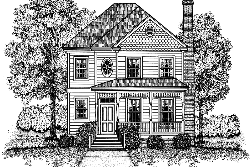 Architectural House Design - Victorian Exterior - Front Elevation Plan #1014-1