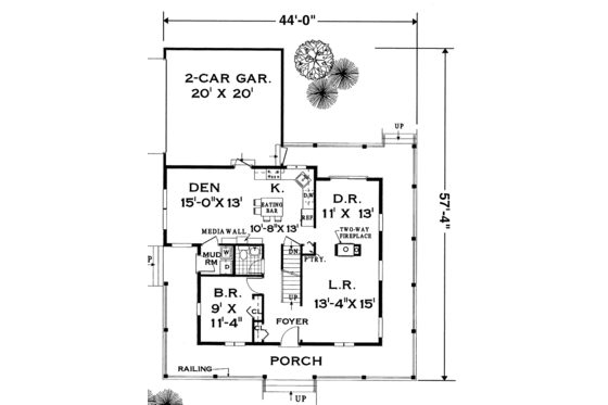 Floor Plan - Main Floor for Country House Plan #3-286 - 4 bed, 2.5 bath