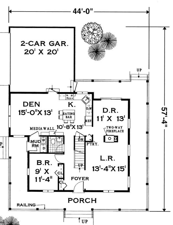 Home Plan - Country Floor Plan - Main Floor Plan #3-286