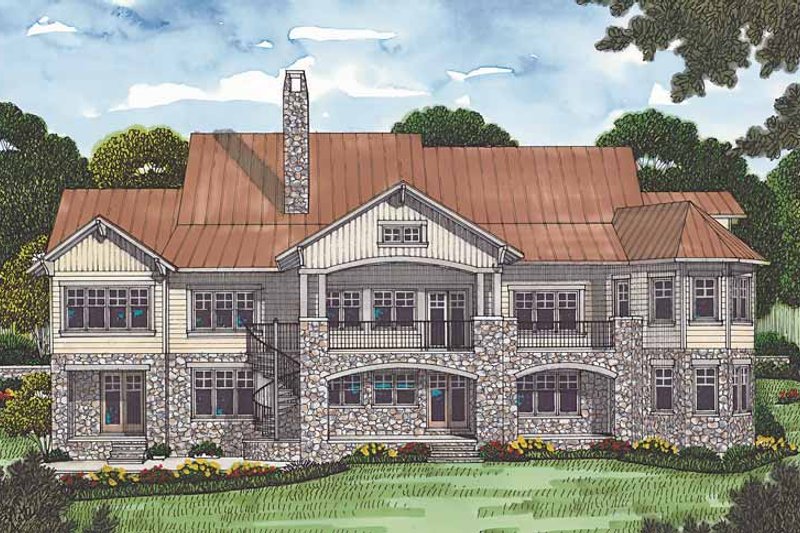 House Plan Design - Exterior - Rear Elevation for Craftsman House Plan #453-470 - 6 bed, 5.5 bath
