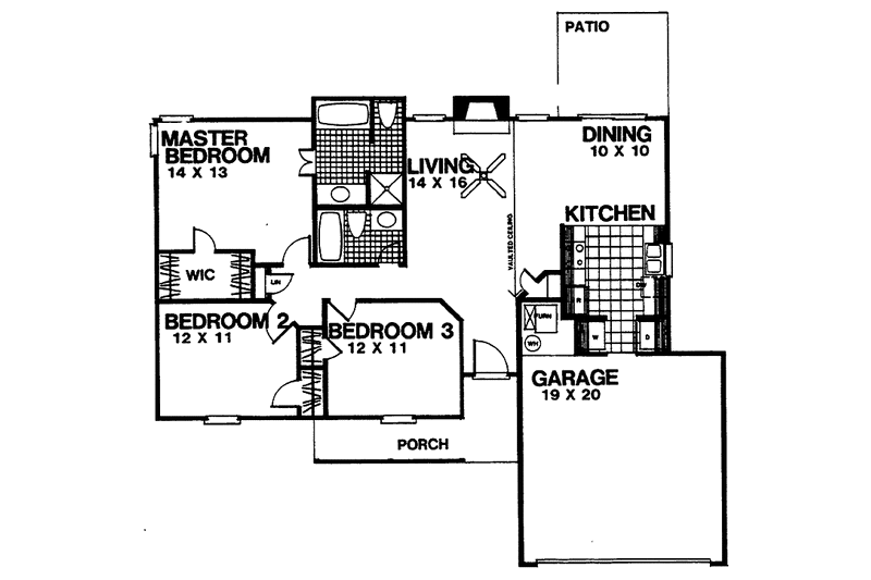 House Blueprint - Floor Plan - Main Floor for Country House Plan #30-222 - 3 bed, 2 bath