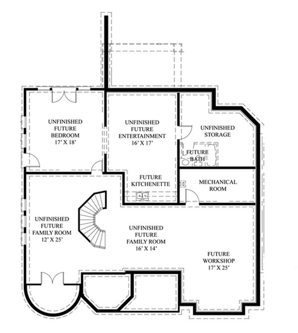 House Design - European Floor Plan - Lower Floor Plan #119-417