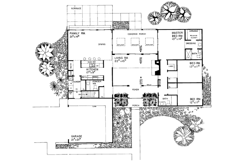 Home Plan - Floor Plan - Main Floor for Contemporary House Plan #72-728 - 3 bed, 2.5 bath