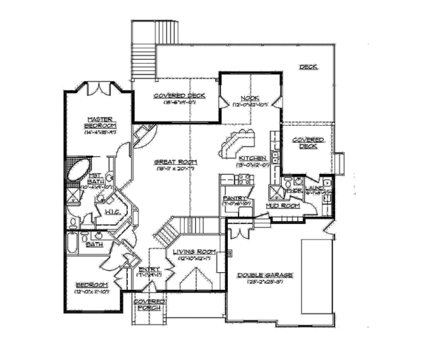 Architectural House Design - Ranch Floor Plan - Main Floor Plan #945-102