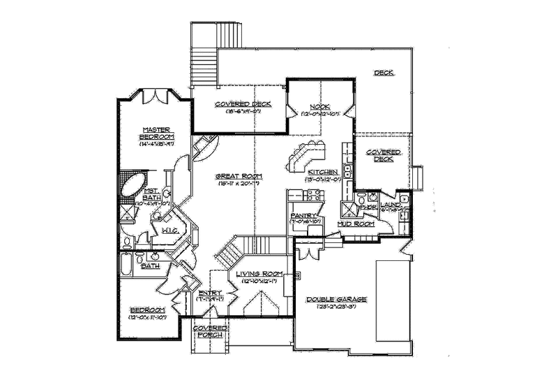 House Blueprint - Floor Plan - Main Floor for Ranch House Plan #945-102 - 2 bed, 3 bath