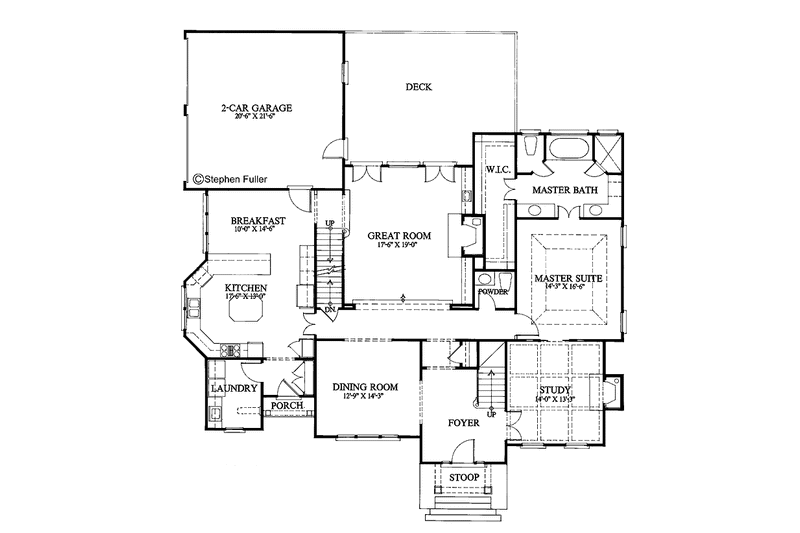 House Blueprint - Floor Plan - Main Floor for European House Plan #429-101 - 4 bed, 3.5 bath