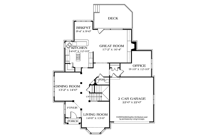 House Blueprint - Floor Plan - Main Floor for Colonial House Plan #453-271 - 3 bed, 2.5 bath
