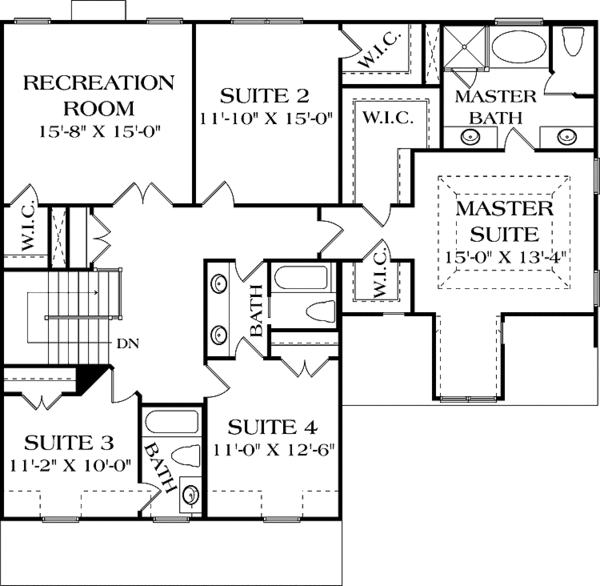 Dream House Plan - Traditional Floor Plan - Upper Floor Plan #453-553