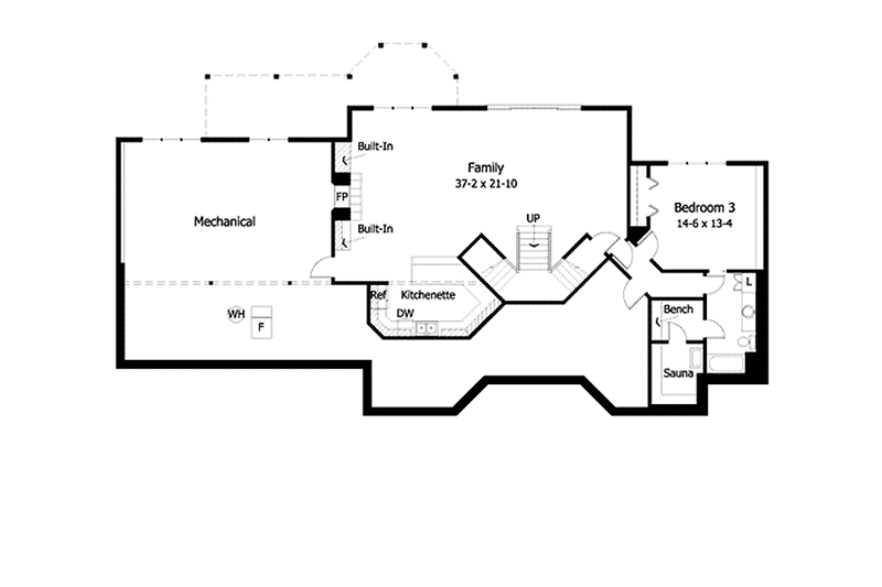 Dream House Plan - Floor Plan - Lower Floor for European House Plan #51-1094 - 2 bed, 2.5 bath