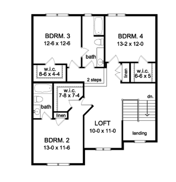 House Design - Traditional Floor Plan - Upper Floor Plan #1010-97