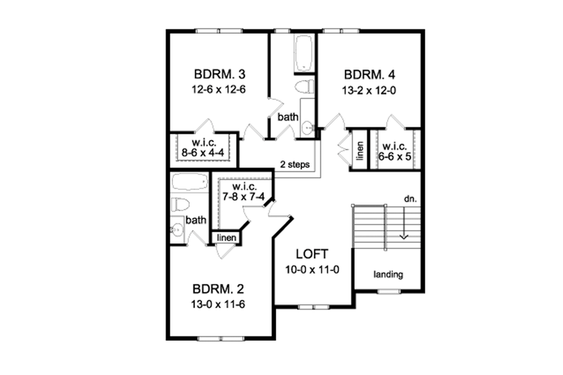 House Design - Floor Plan - Upper Floor for Traditional House Plan #1010-97 - 4 bed, 3.5 bath