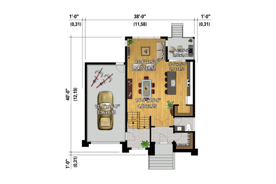 Floor Plan - Main Floor for European House Plan #25-5007 - 4 bed, 2.5 bath