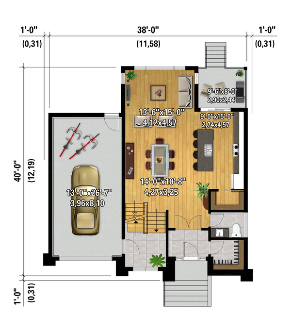 European Floor Plan - Main Floor Plan #25-5007