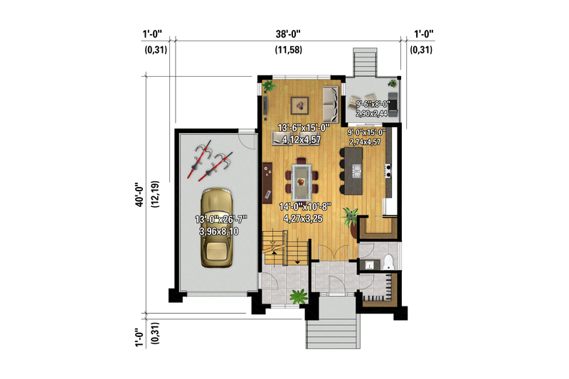 Home Plan - Floor Plan - Main Floor for European House Plan #25-5007 - 4 bed, 2.5 bath