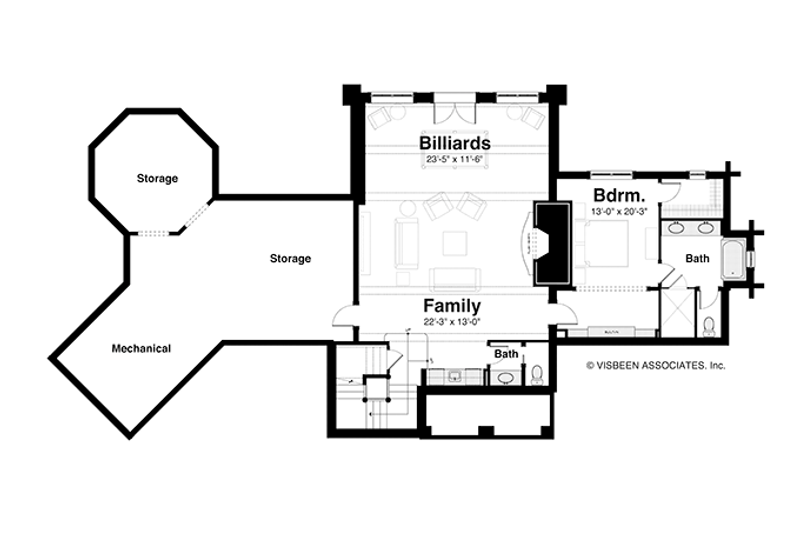 Dream House Plan - Floor Plan - Lower Floor for Log House Plan #928-258 - 5 bed, 4 bath