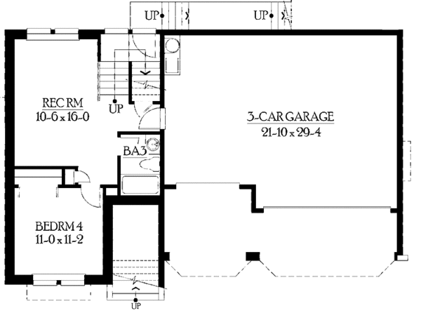 Craftsman Floor Plan - Lower Floor Plan #132-393