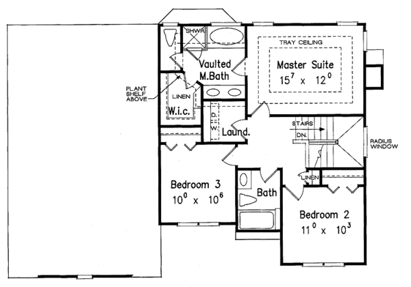 House Design - Colonial Floor Plan - Upper Floor Plan #927-92