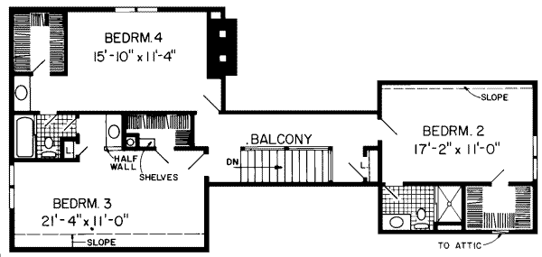 Traditional Floor Plan - Upper Floor Plan #312-286