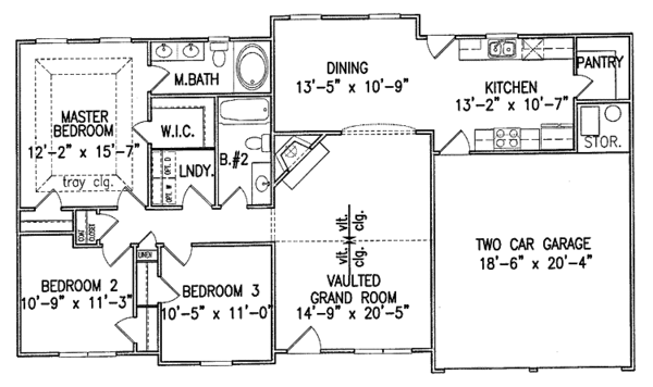 House Design - Ranch Floor Plan - Main Floor Plan #54-239