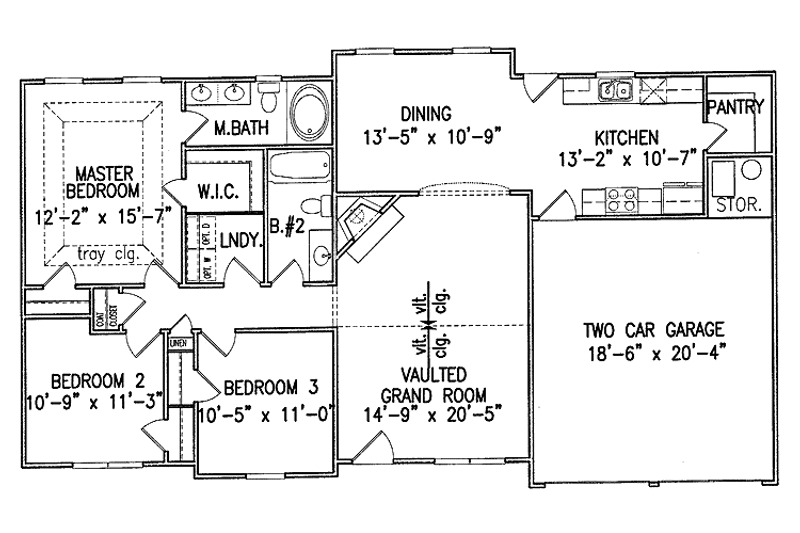 Dream House Plan - Floor Plan - Main Floor for Ranch House Plan #54-239 - 3 bed, 2 bath