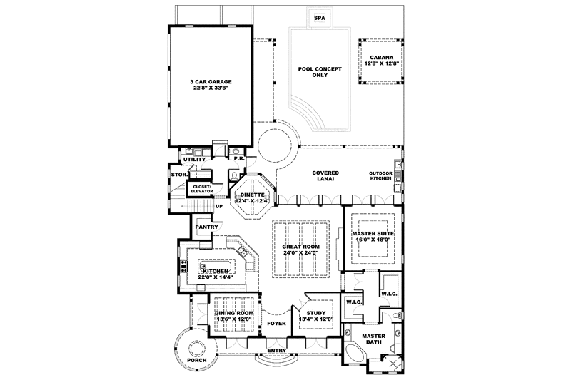 Home Plan - Floor Plan - Main Floor for Country House Plan #1017-130 - 4 bed, 4.5 bath