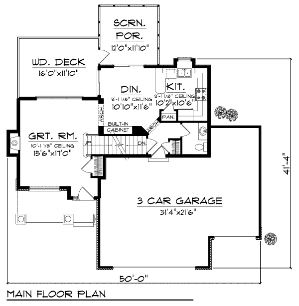 Architectural House Design - Bungalow Floor Plan - Main Floor Plan #70-973