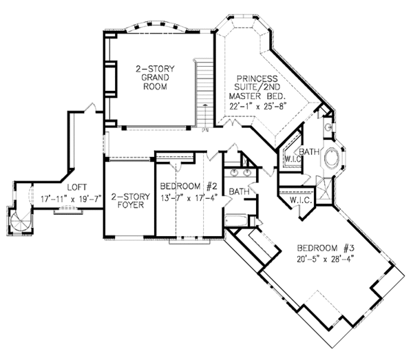 House Design - Traditional Floor Plan - Upper Floor Plan #54-339
