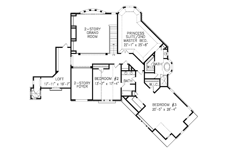 House Blueprint - Floor Plan - Upper Floor for Traditional House Plan #54-339 - 4 bed, 3.5 bath