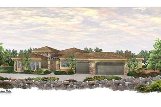 Exterior - Front Elevation for Mediterranean House Plan #24-249 - 4 bed, 3.5 bath