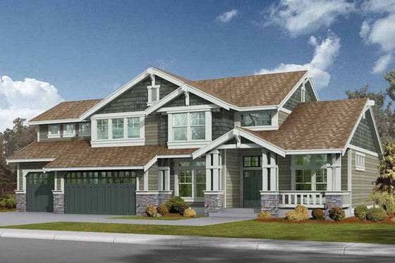 Exterior - Front Elevation 3 for Craftsman House Plan #132-234 - 3 bed, 2.5 bath
