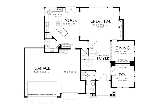 Floor Plan - Main Floor for Craftsman House Plan #48-847 - 3 bed, 2.5 bath