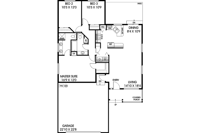 Home Plan - Floor Plan - Main Floor for Contemporary House Plan #60-725 - 6 bed, 4.5 bath