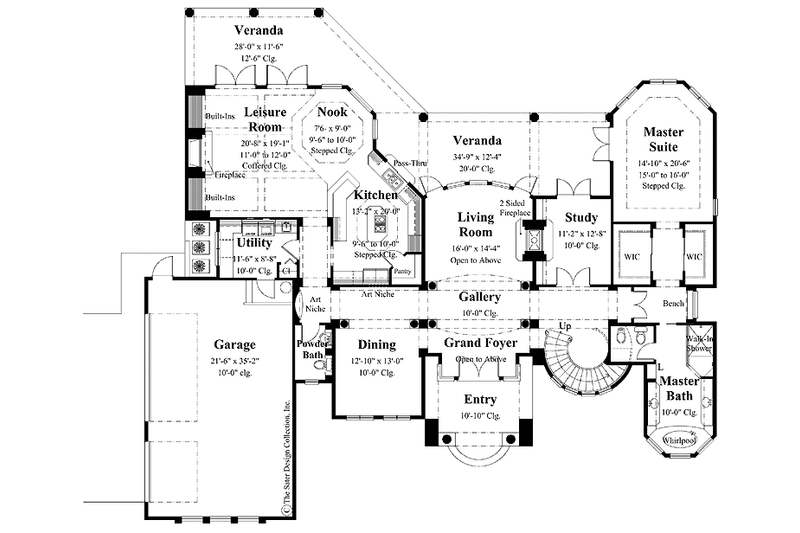 Home Plan - Floor Plan - Main Floor for Mediterranean House Plan #930-260 - 4 bed, 3.5 bath