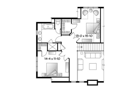 Floor Plan - Upper Floor for European House Plan #23-2512 - 6 bed, 3.5 bath