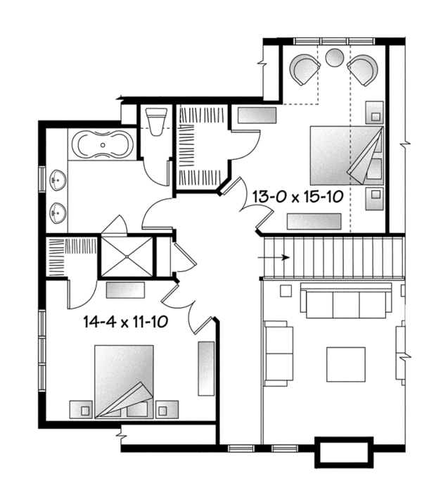 House Design - European Floor Plan - Upper Floor Plan #23-2512