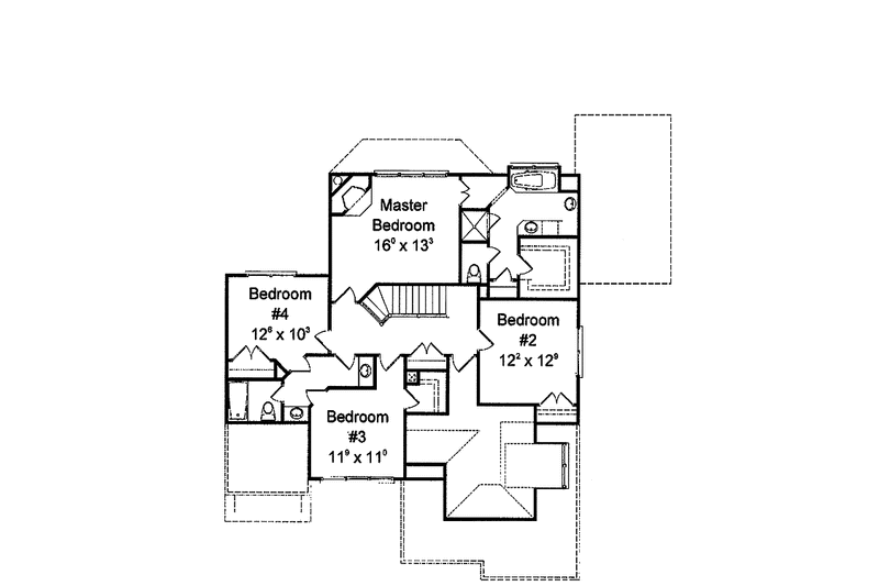 Home Plan - Floor Plan - Upper Floor for Classical House Plan #429-282 - 4 bed, 2.5 bath