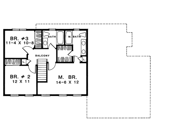 House Design - Colonial Floor Plan - Upper Floor Plan #1001-71