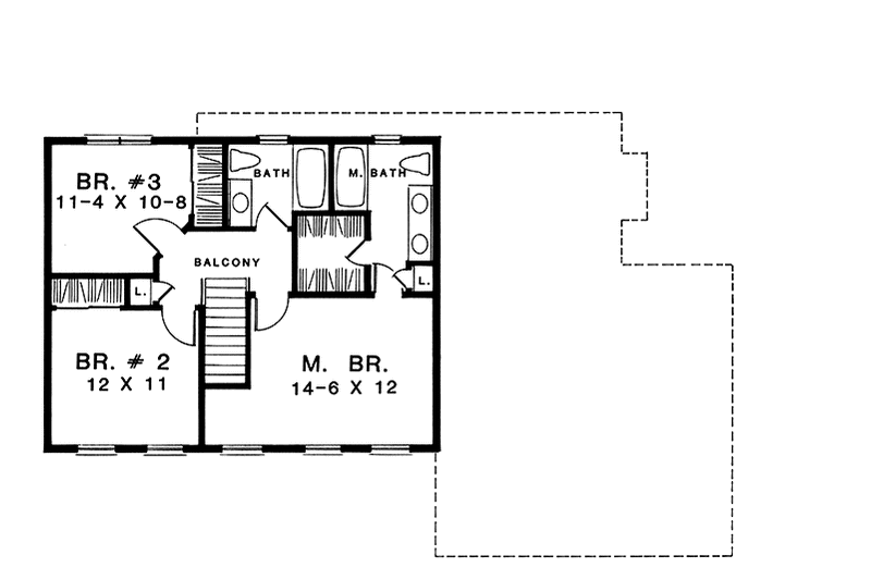 House Plan Design - Floor Plan - Upper Floor for Colonial House Plan #1001-71 - 3 bed, 2.5 bath