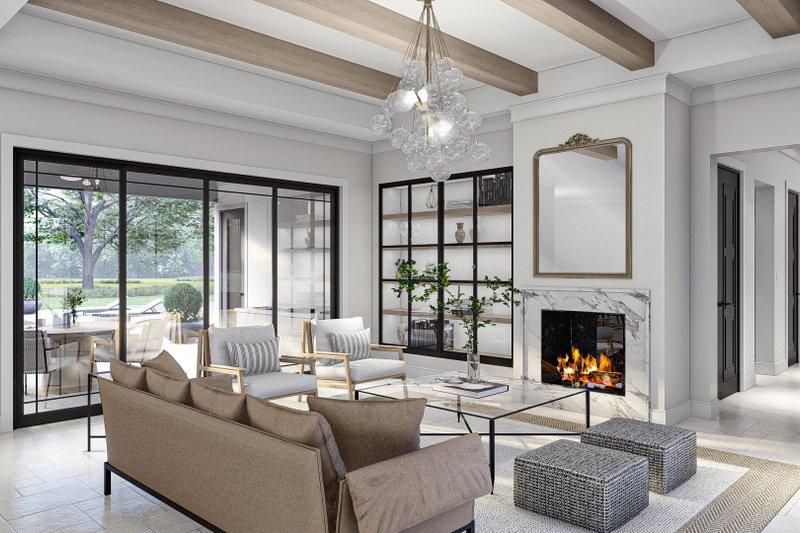 House Blueprint - Interior - Family Room for Mediterranean House Plan #455-633 - 3 bed, 2.5 bath