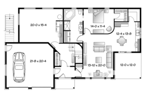 Floor Plan - Main Floor for Contemporary House Plan #23-2599 - 3 bed, 2 bath