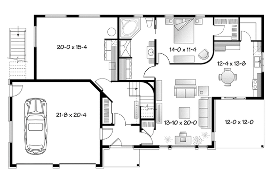 Floor Plan - Main Floor for Contemporary House Plan #23-2599 - 3 bed, 2 bath
