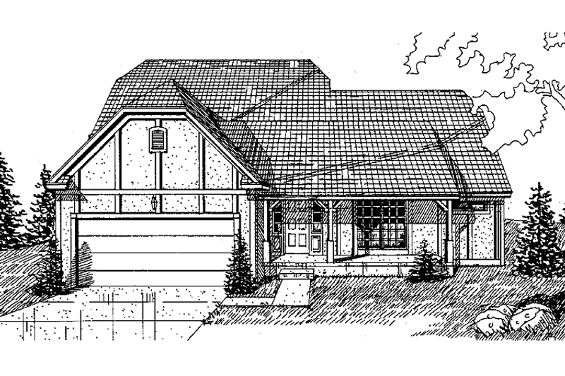 Architectural House Design - Tudor Exterior - Front Elevation Plan #405-266